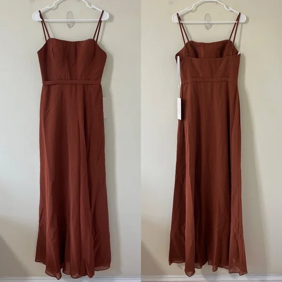 NEW Revelry Nova Chiffon Rust Formal Gown Dress Size 6 - Picture 2 of 11